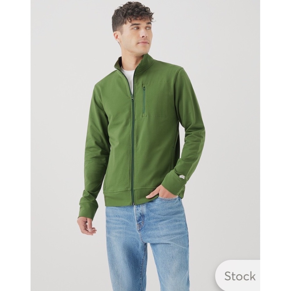 Pact Mens Organic Cotton Full Zip Track Jacket Size M Green‎ Hiking Gorpcore